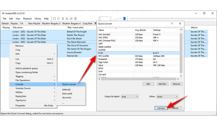 Convert FLAC with fre:ac
