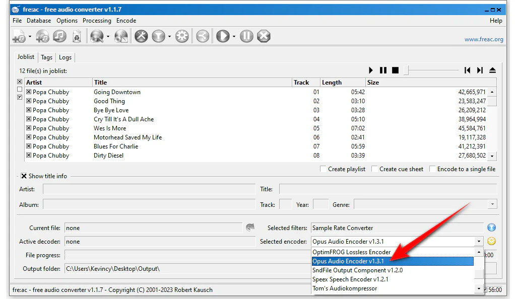 Convert FLAC with fre:ac