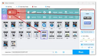 Choose H.264 Format