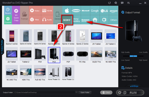 Choose PS3 under Sony Tab