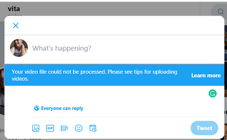 Twitter can't upload video
