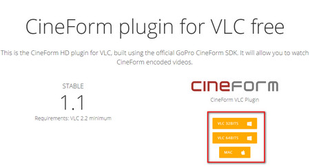 Free CineForm plugin for VLC