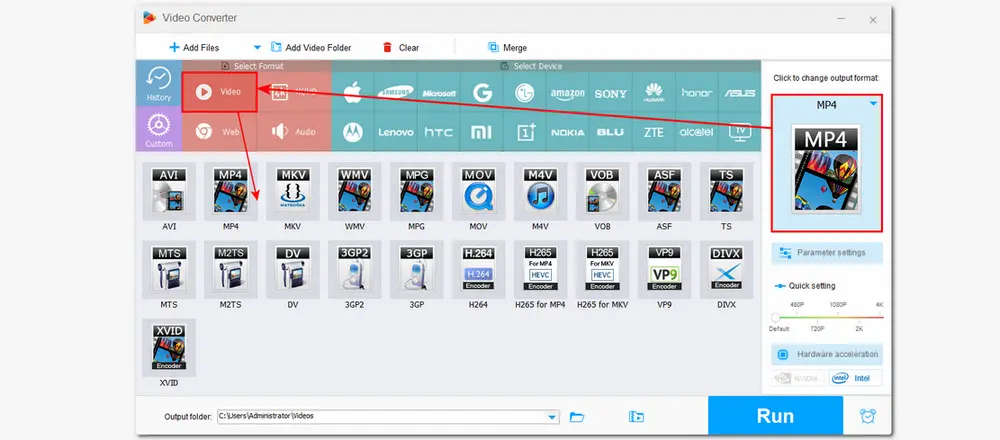 Select the Output Format