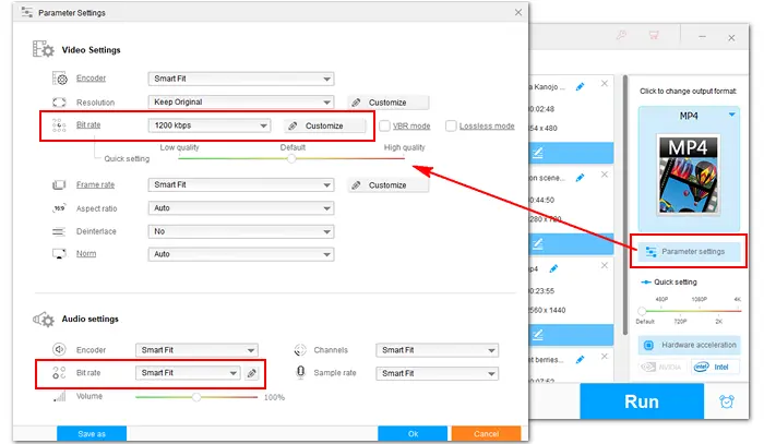 Change Audio and Video Bitrate