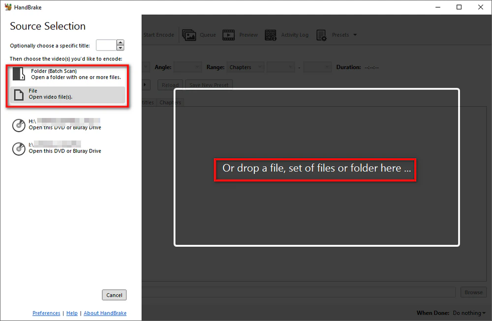 Add MP4 File(s) to HandBrake