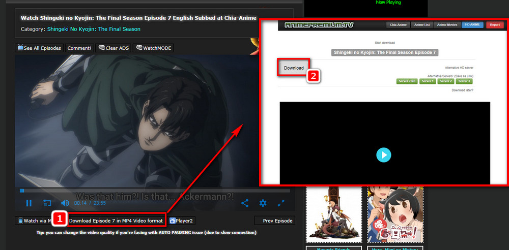 Direct way to download from Chia Anime 