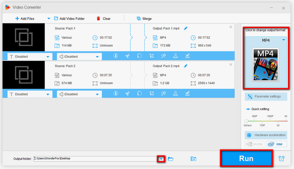 Choose a format and finalize the operation