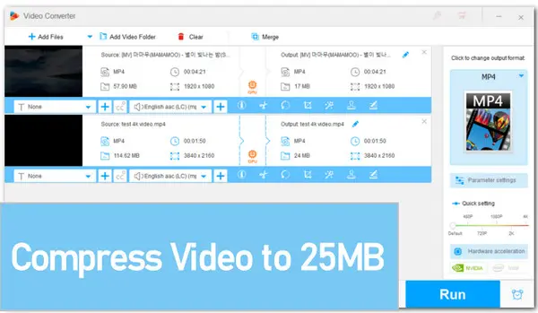 How to Compress Video Less than 25MB