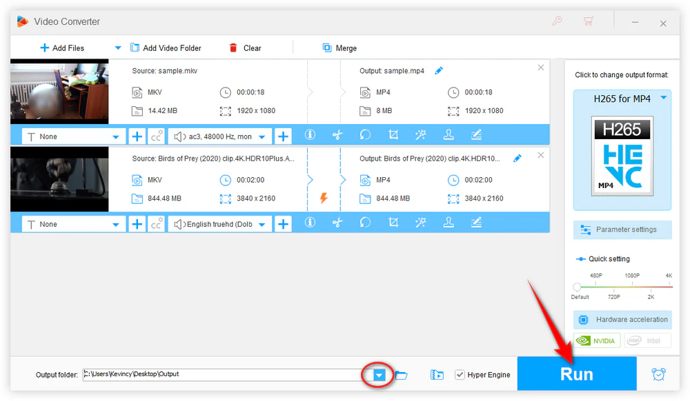 Select the Output Format and Encoder