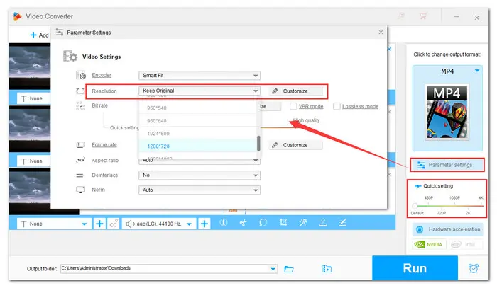 Customize the Video Resolution