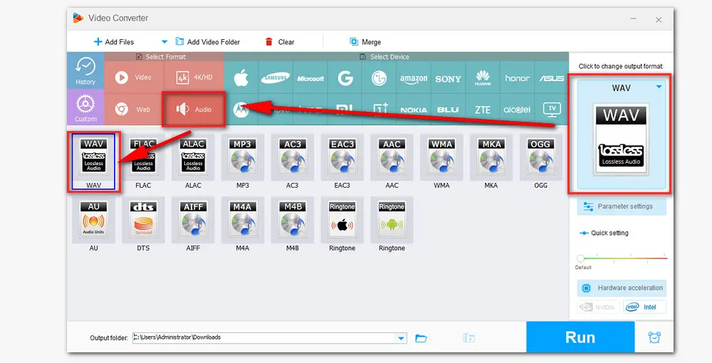 Select WAV as Export Format