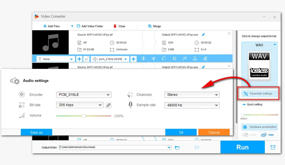 Modify the Audio Parameters