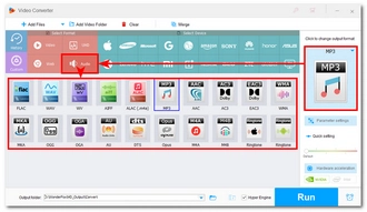 Select the desired audio format