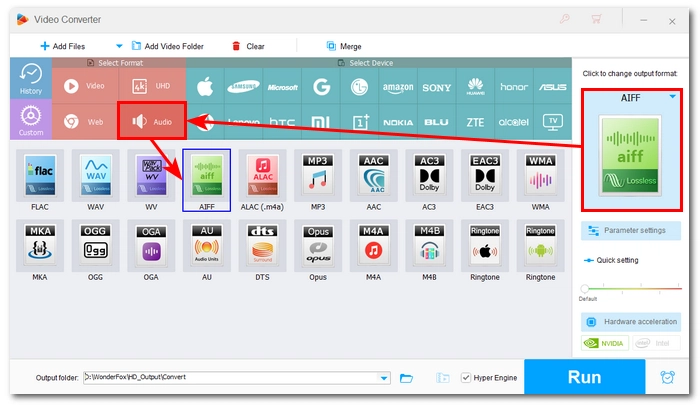 Select AIFF as the output format