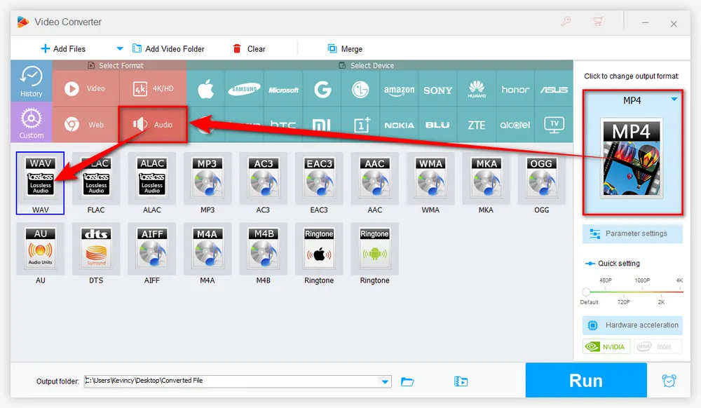 Choose WAV as Output Format