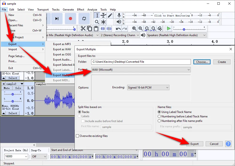 Convert AMR to WAV Audacity