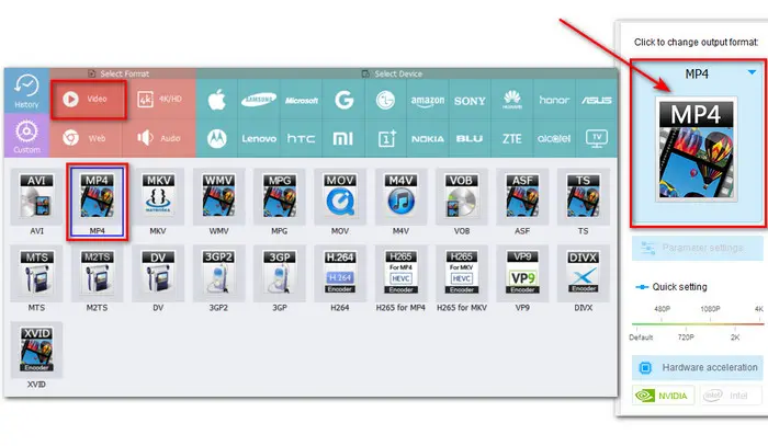 Choose MP4 as Output Format