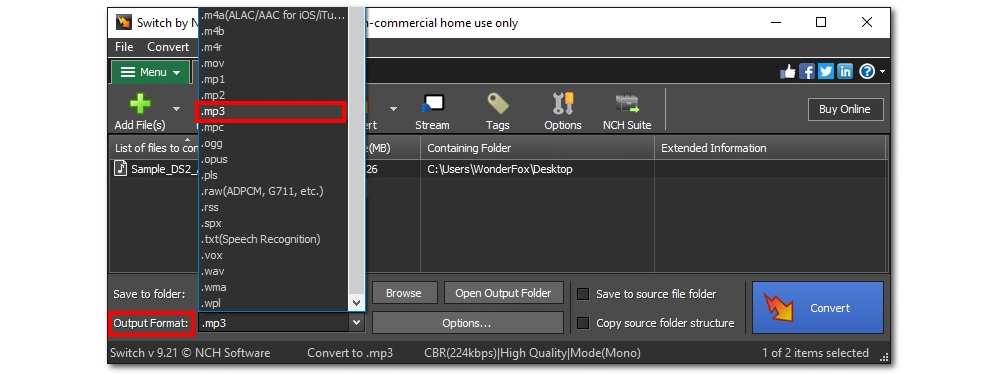 Choose Output Format