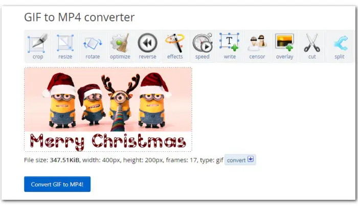 Convert GIF File to MP4 with Ezgif
