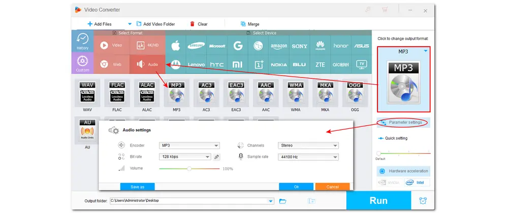 Choose Output Audio Format