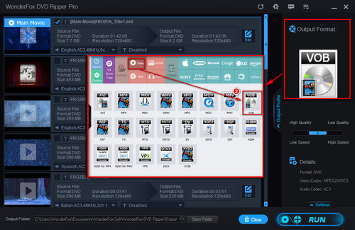 Select VOB as the Output Format