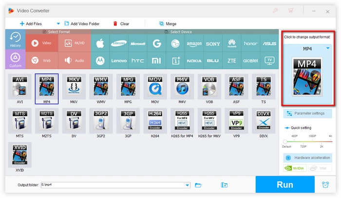 Choose MP4 as output format