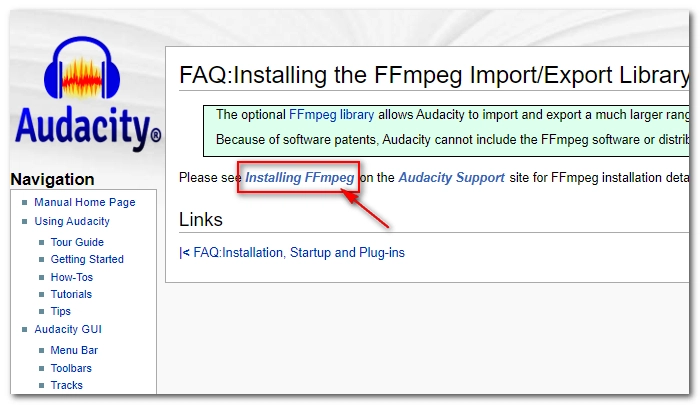 Click Installing FFmpeg