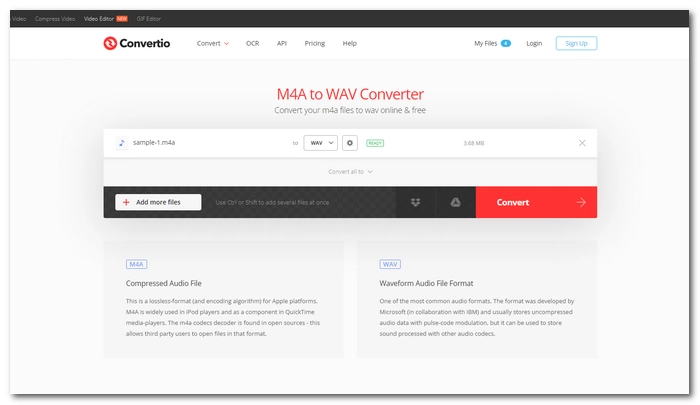 Convert M4A to WAV Online
