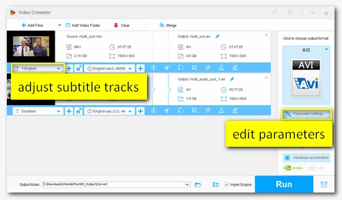Adjust AVI Settings