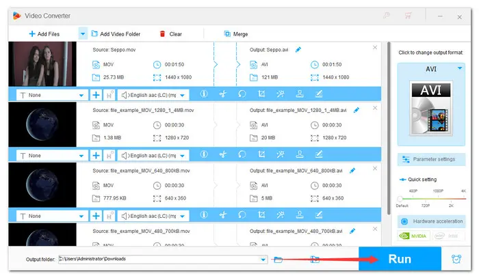 Convert Multiple MOV Files to AVI