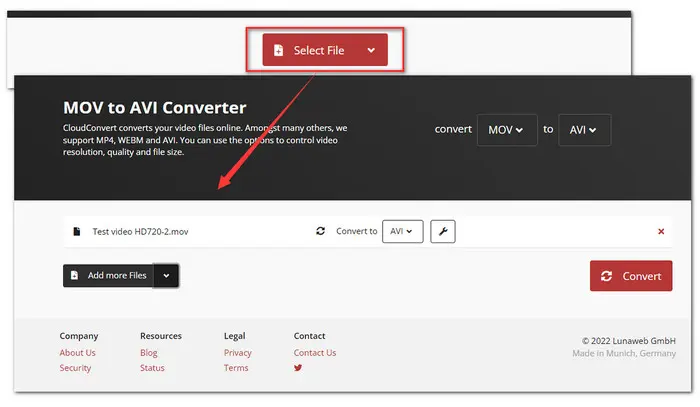 Convert MOV Files to AVI Online