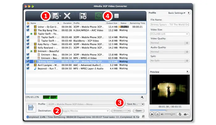 MP4 to 3GP Converter for Mac