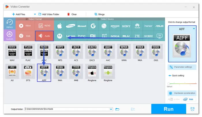 Choose AIFF as Output Format