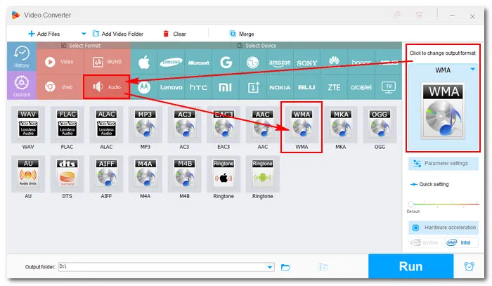 Choose WMA Profile