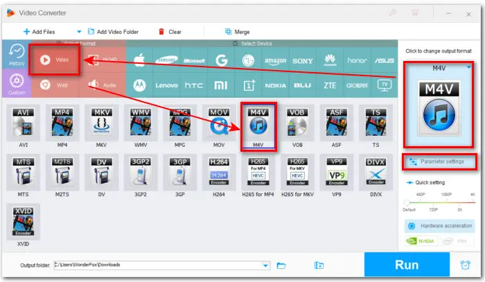 Select M4V as the Output Format