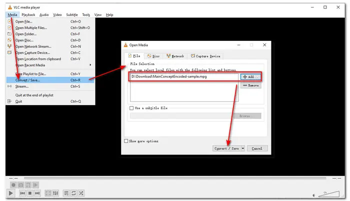 VLC Convert MPG to MP4