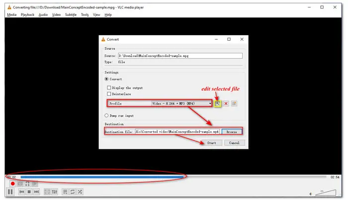 VLC MPG to MP4