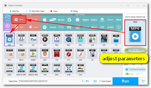 Select MP4 as the Output Format