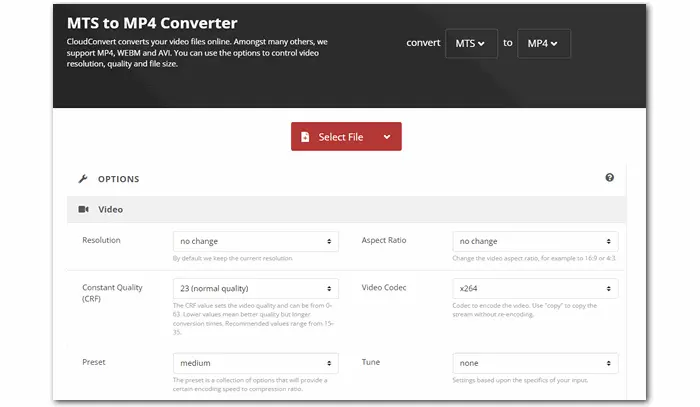 Convert MTS to MP4 Online