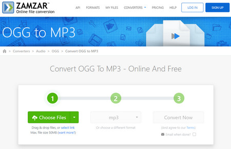 Convert OGG to MP3 Free with Zamzar