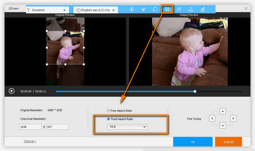 Cropping for Portrait to Landscape Video