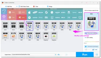 Select the MP3 output format