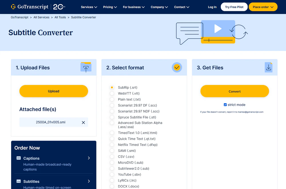Convert Subtitle Files Online