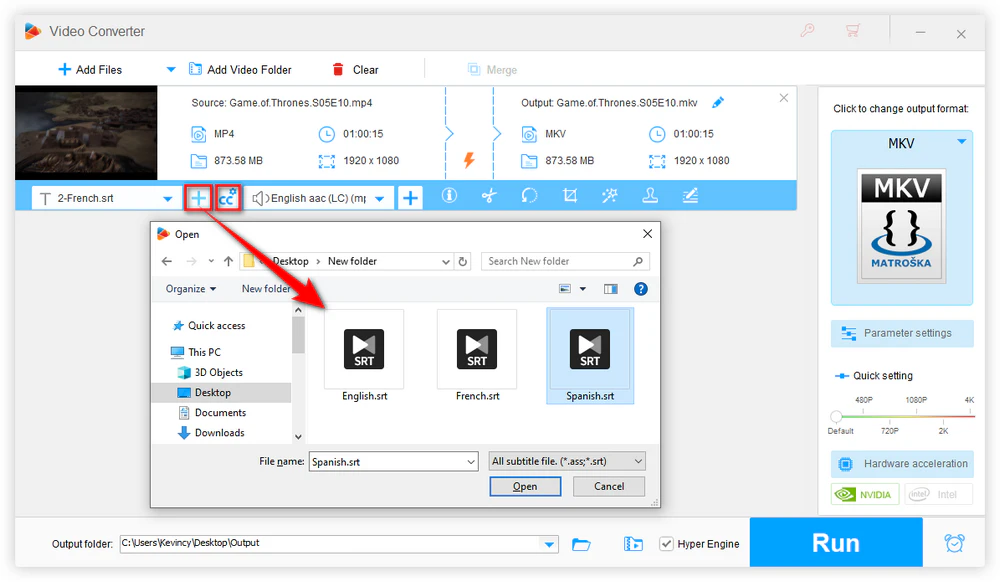 Add the Converted Subtitle to a Video