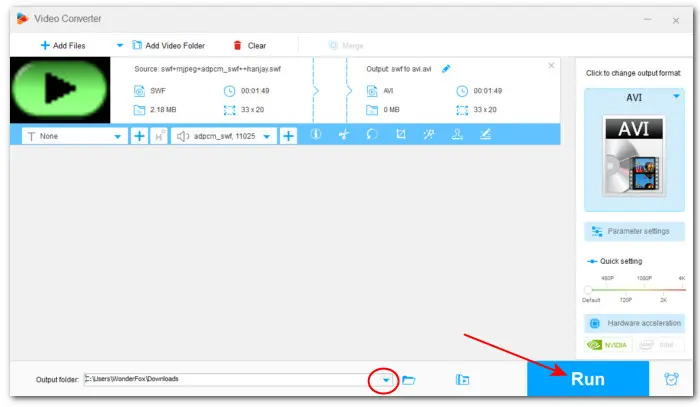 Start to Convert SWF to AVI on Windows