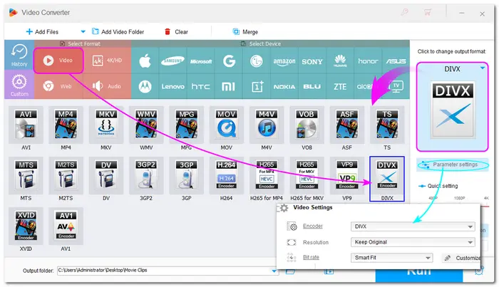 Select the DivX Encoder