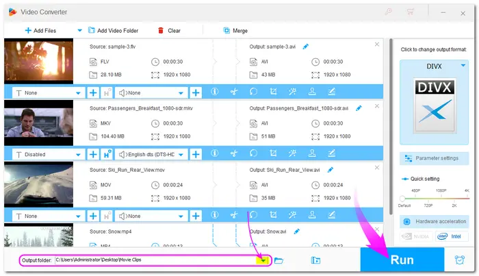 Export the DivX Encoded Videos