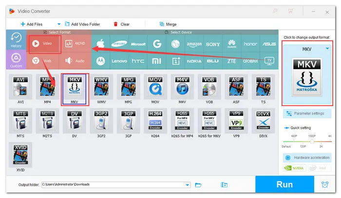 Select a Target Output Format
