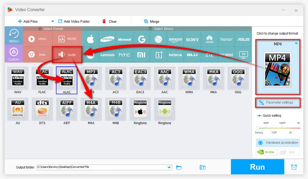 Select M4A or ALAC as Export Format