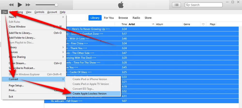 Convert WAV to M4A with iTunes